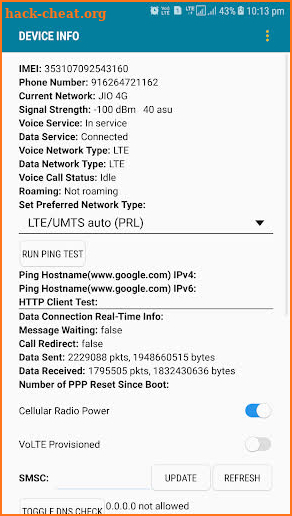 4G LTE/3G Network Secret Setting screenshot