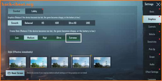 60FPS gfx auto setting screenshot