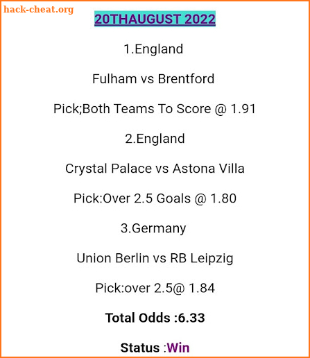6+Betting Odds screenshot