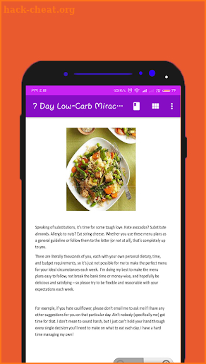 7 Day Low-Carb Miracle Diet Meal Plan and Menu screenshot