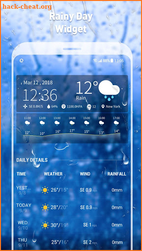7- day weather forecast and daily temperature screenshot