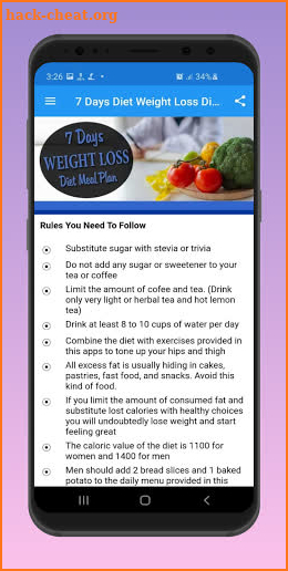 7 Days Weight Loss Diet Meal Plan screenshot