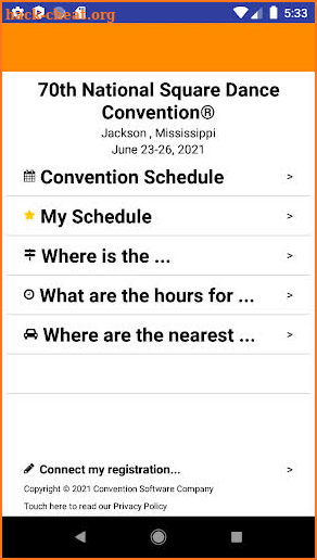 70th NSDC Convention Schedule screenshot
