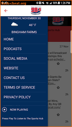 98.5 The Sports Hub screenshot