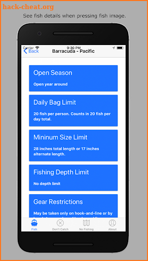 A California Fishing App screenshot
