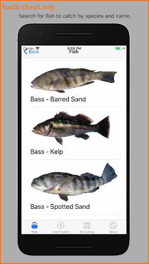 A California Fishing App screenshot