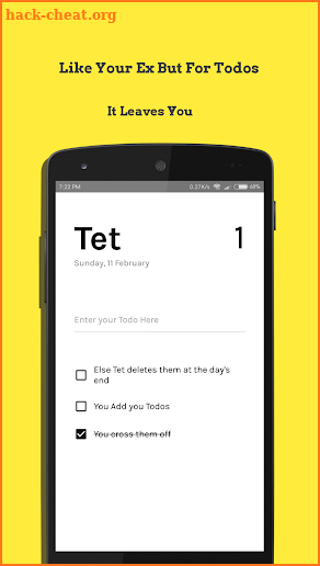 A Todo list app called Tet, it deletes your todos screenshot