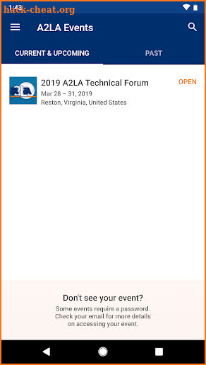 A2LA Events screenshot