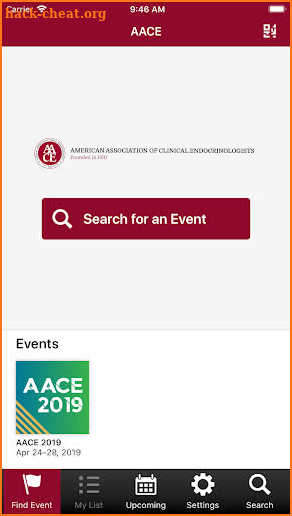 AACE Meetings screenshot