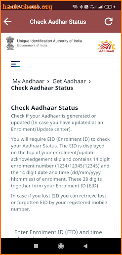 Aadhar Card -Check Status, Update, Guide screenshot