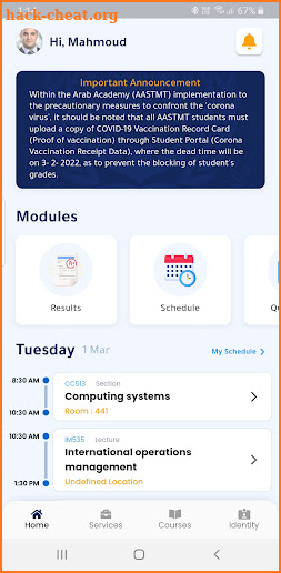 AASTMT Student Portal screenshot