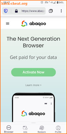 abaqoo - Next Gen Browser: Get paid for your data screenshot