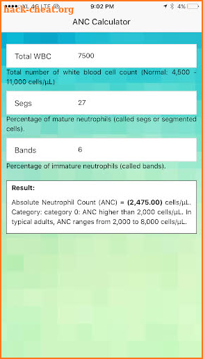Absolute Neutrophil Count Calculator - Hematology screenshot