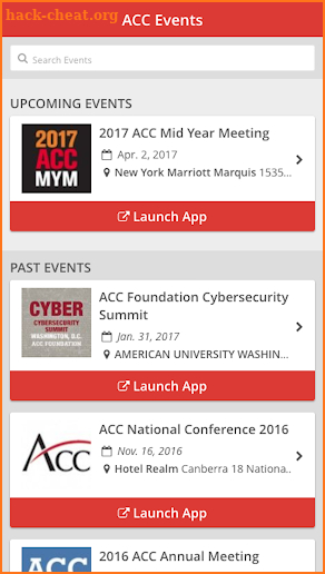 ACC Events screenshot