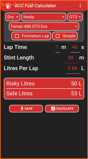 ACC Fuel Calculator Pro screenshot