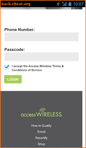 Access Wireless My Account screenshot