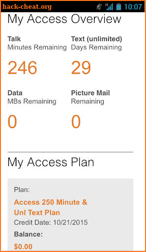 Access Wireless My Account screenshot