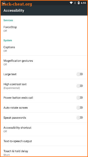 Accessibility Settings Shortcut screenshot