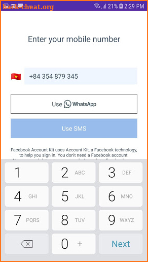 Account Kit Verify Phone / Email Demo screenshot