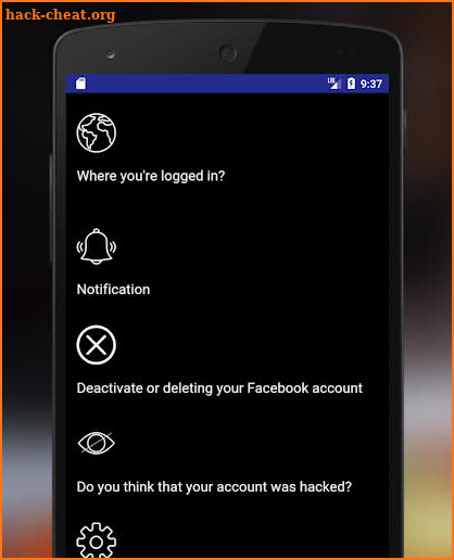 Account Settings for Facebook screenshot