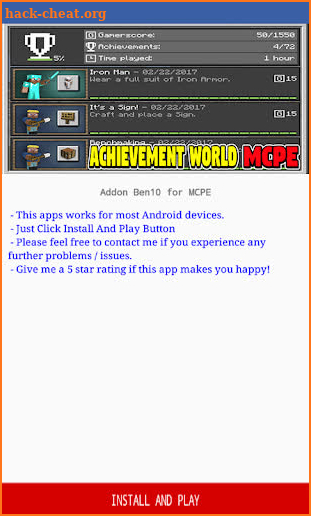 Achievement World For Minecraft Pocket Edition screenshot