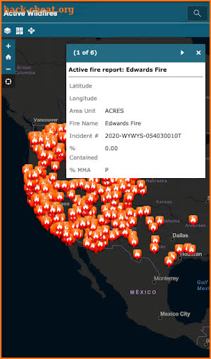Active Wildfire Map screenshot