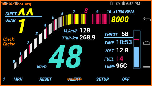 ADD-111R (OBD2 digital dashboard for Lotus Elise) screenshot