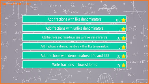 Adding Fractions Math Trainer screenshot
