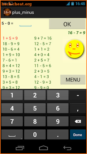 Addition and Subtraction screenshot