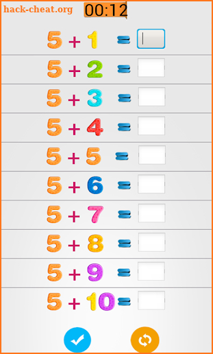 Addition Tables & Exercises screenshot