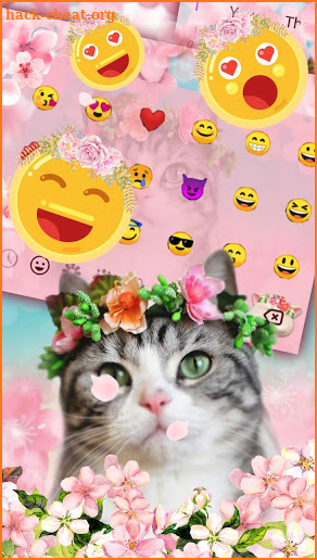 Adorable Flower Crown Cat Keyboard screenshot