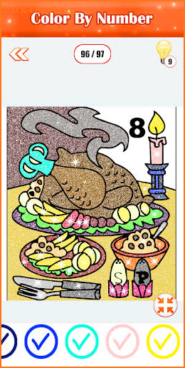 Adult Thanks Giving Glitter Color By Number Book screenshot