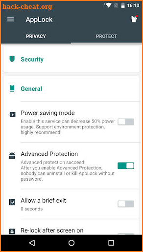 Advanced Protection ☞ AppLock screenshot
