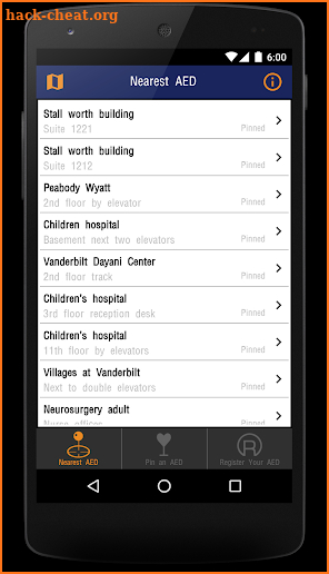AED Registry screenshot