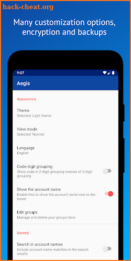 Aegis Authenticator - Two Factor (2FA) app screenshot