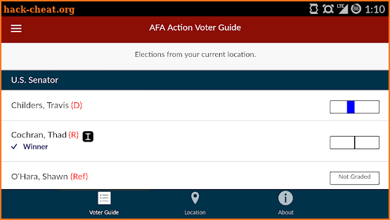 AFA Action Voter Guide screenshot