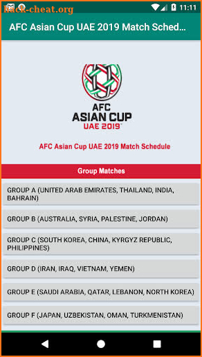 AFC Asian Cup 2019 Match Schedule - Asian Cup UAE screenshot