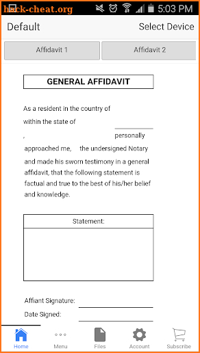Affidavit screenshot