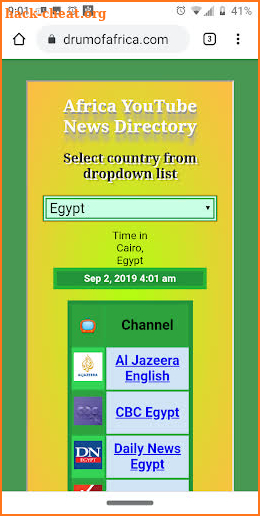 Africa YouTube News Directory screenshot