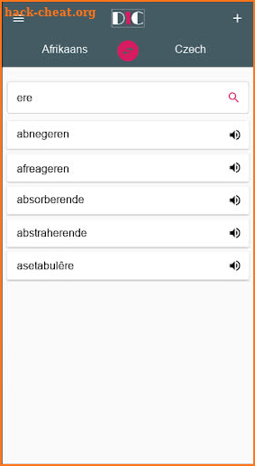 Afrikaans - Czech Dictionary (Dic1) screenshot