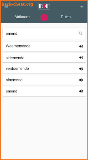 Afrikaans - Dutch Dictionary (Dic1) screenshot