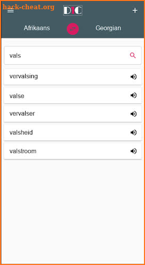 Afrikaans - Georgian Dictionary (Dic1) screenshot