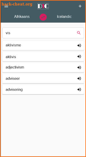 Afrikaans - Icelandic Dictionary (Dic1) screenshot