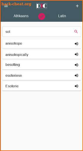 Afrikaans - Latin Dictionary (Dic1) screenshot