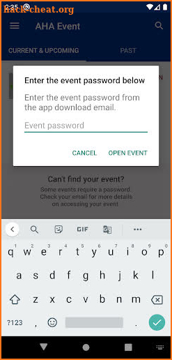 AHA Event screenshot
