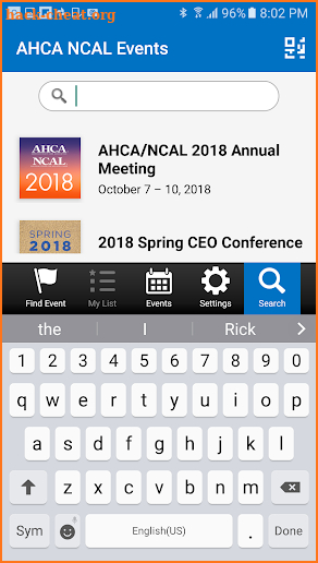 AHCA NCAL Events screenshot