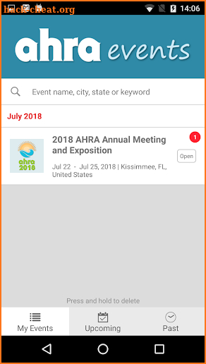 AHRA Events screenshot