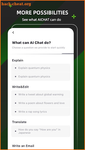 AIChat: GPT writing chatbot screenshot