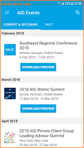 AIG Meetings & Events screenshot