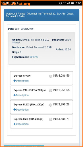 Air India Express screenshot